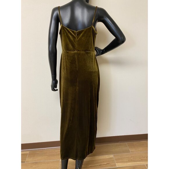 Taylor Women's Olive Petite Cowl Neck Sleeveless MIDI Velvet Dress New With Tag - Picture 3 of 5